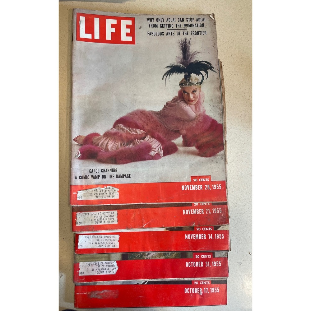 Lot of 5 LIFE Magazines 1955 Carol Channing Eisenhower Broadway Stars Vintage